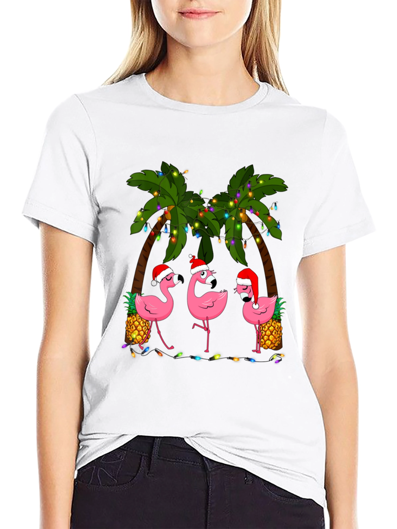 Festive Flamingo T-Shirt: Tropical Holiday Style
