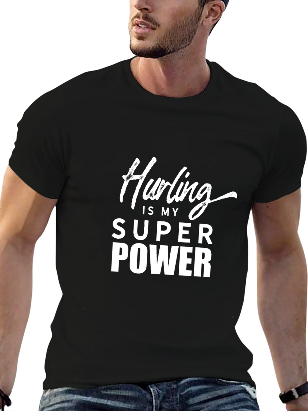 Hurling is My Superpower Black T-Shirt