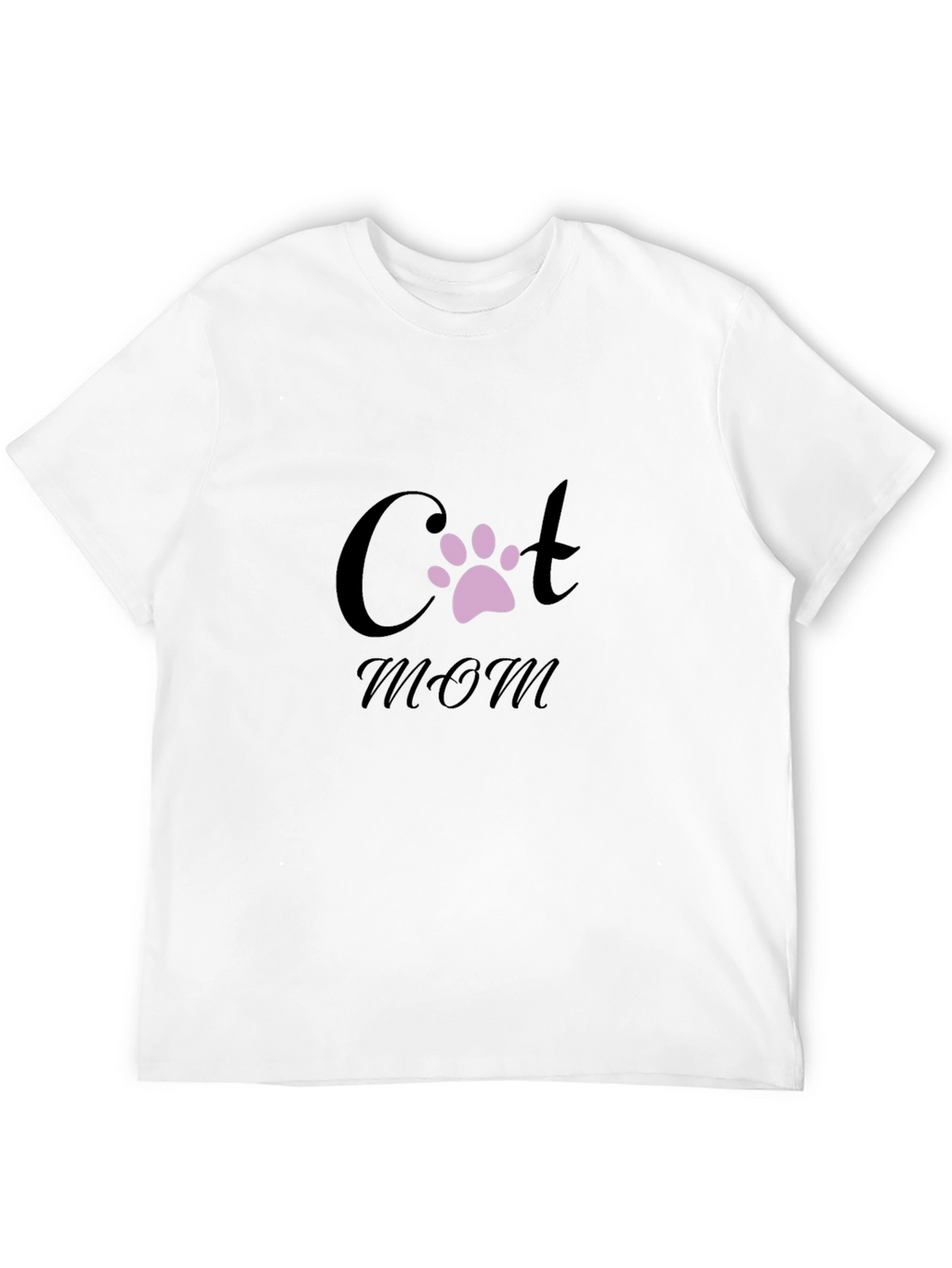 Cat Mom T-Shirt - Black Crew Neck Paw Print