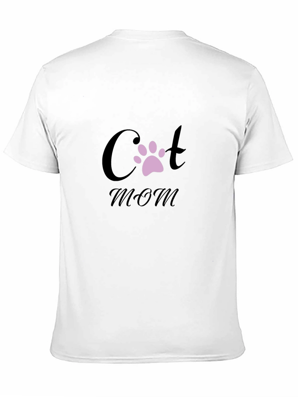 Cat Mom T-Shirt - Black Crew Neck Paw Print