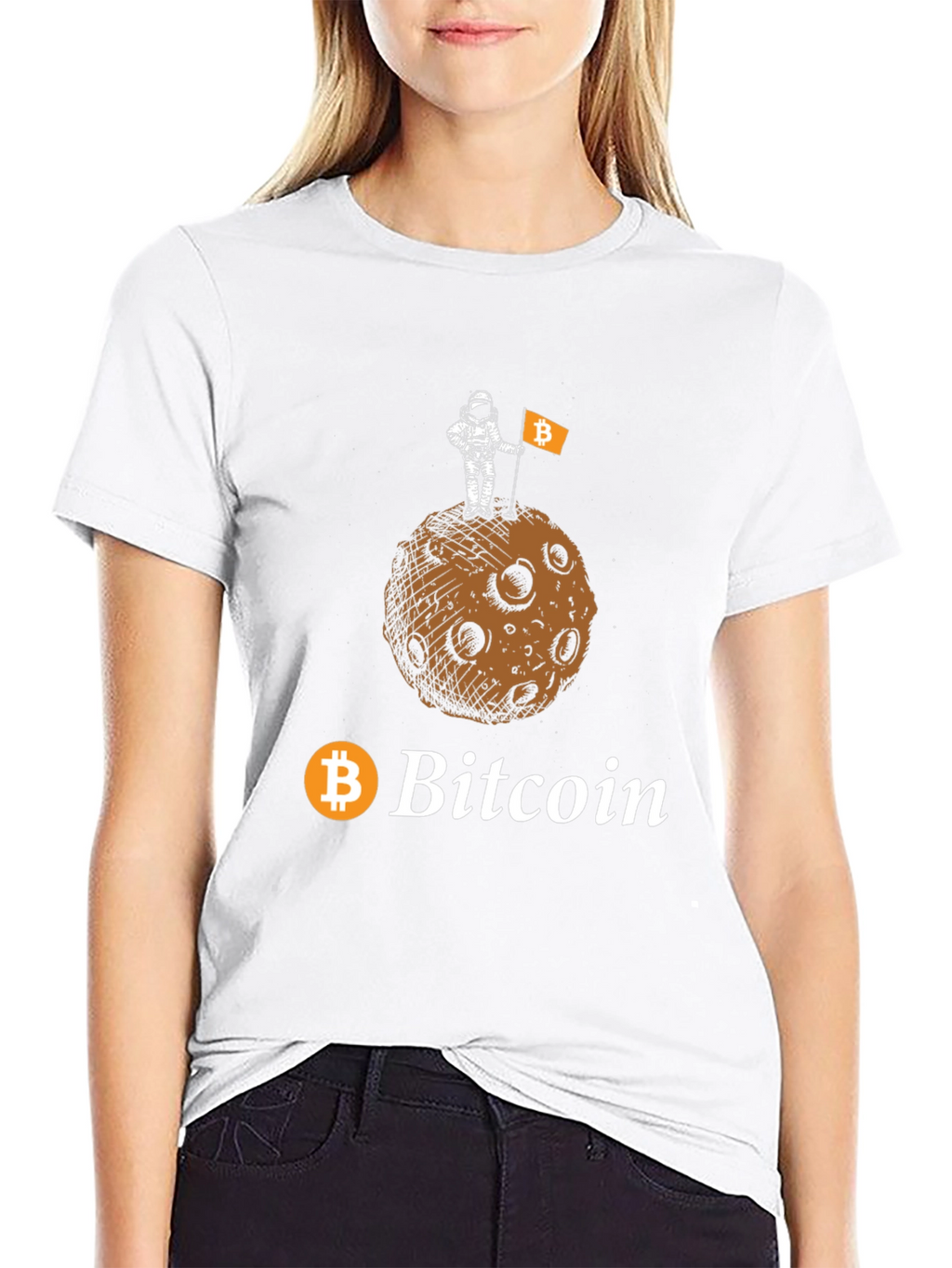 Bitcoin Astronaut Moon Landing Black T-Shirt