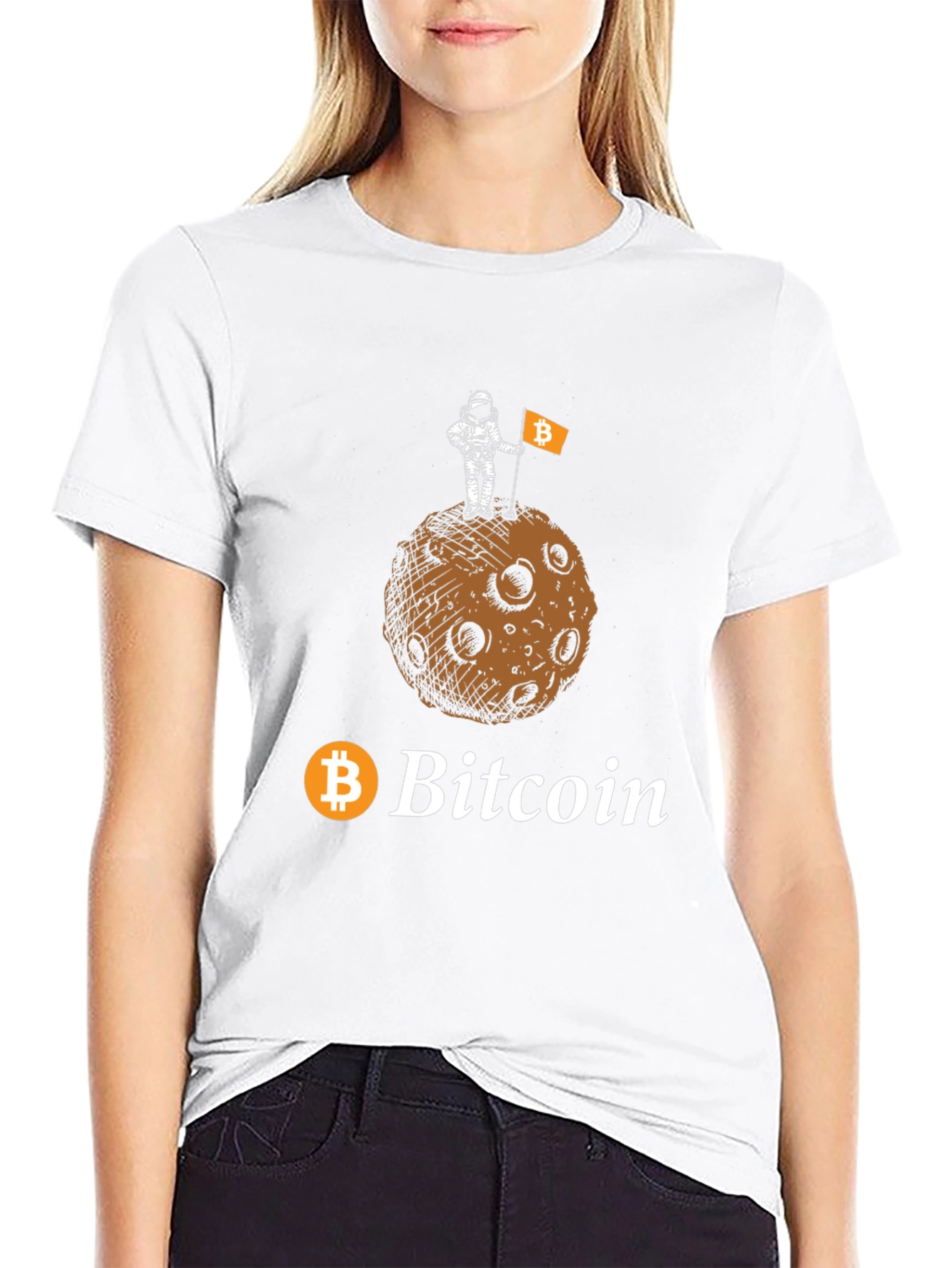 Bitcoin Astronaut Moon Landing Black T-Shirt