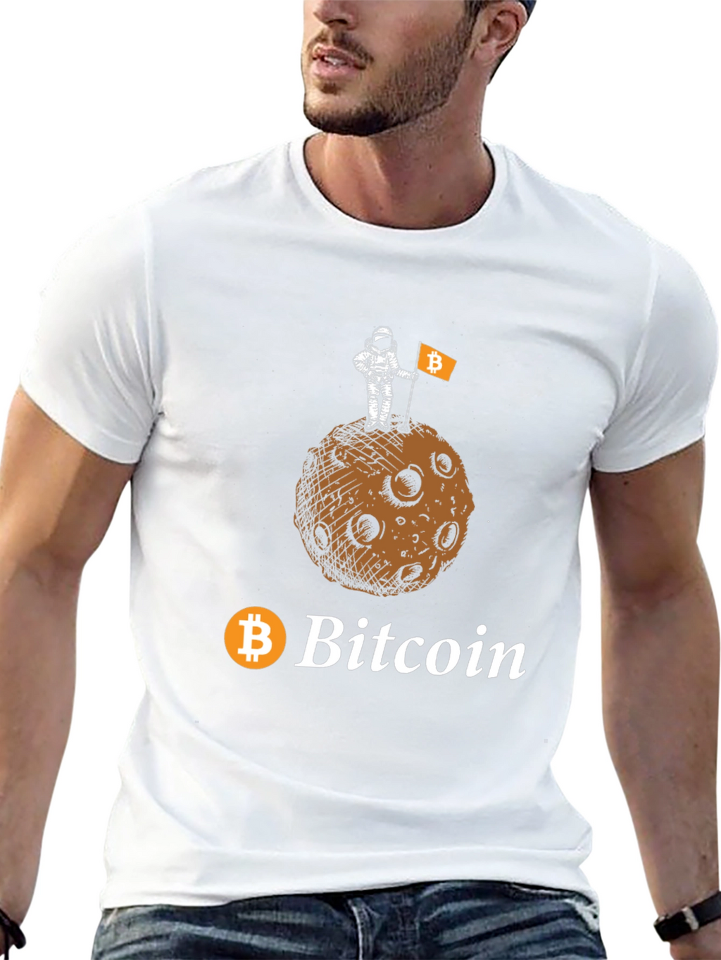 Bitcoin Astronaut Moon Landing Black T-Shirt