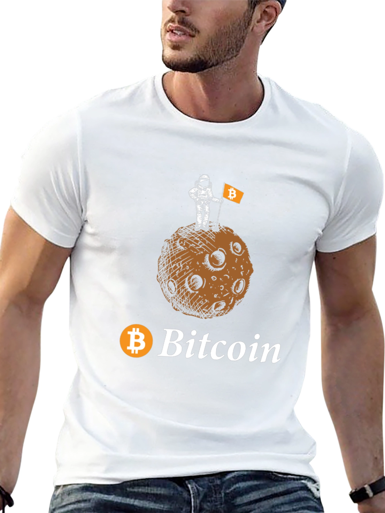 Bitcoin Astronaut Moon Landing Black T-Shirt