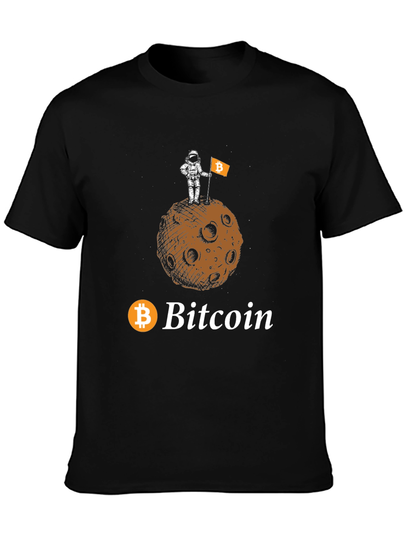 Bitcoin Astronaut Moon Landing Black T-Shirt