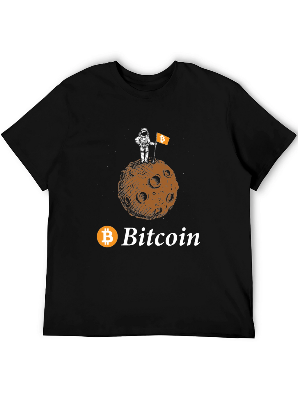 Bitcoin Astronaut Moon Landing Black T-Shirt