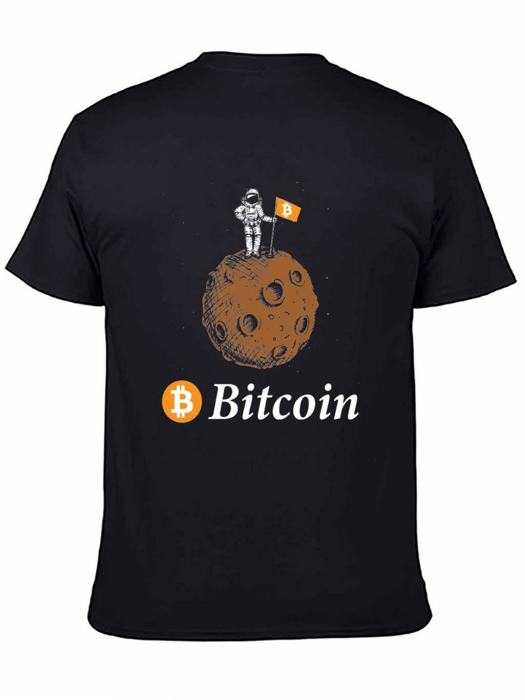 Bitcoin Astronaut Moon Landing Black T-Shirt