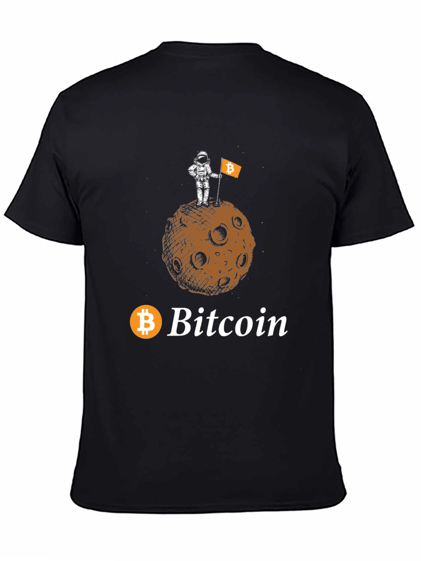 Bitcoin Astronaut Moon Landing Black T-Shirt
