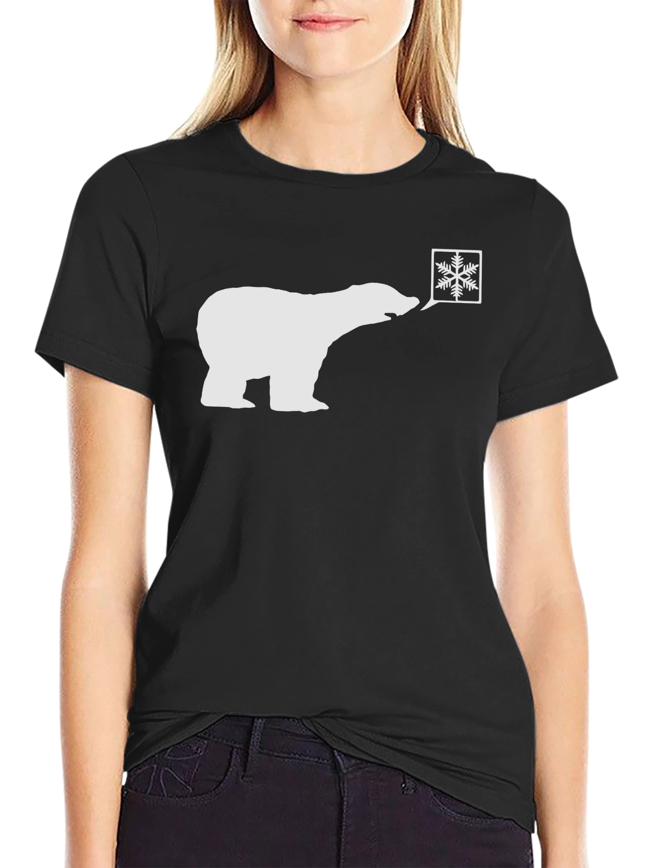 Polar Bear Snowflake Graphic Tee - Winter Style