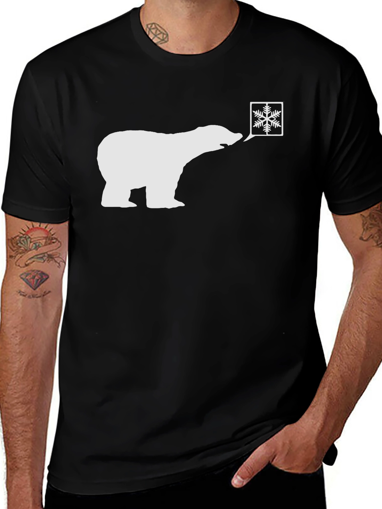 Polar Bear Snowflake Graphic Tee - Winter Style