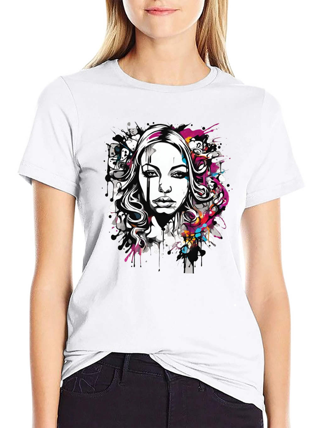 Edgy Portrait Graphic T-Shirt