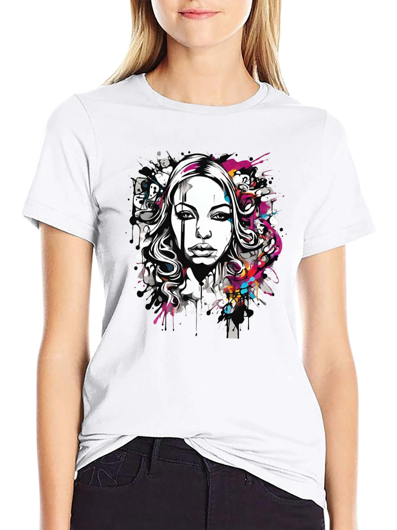 Edgy Portrait Graphic T-Shirt