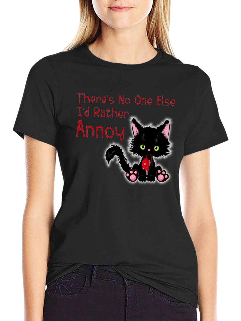 Annoy Cat Black T-Shirt Funny Graphic Tee