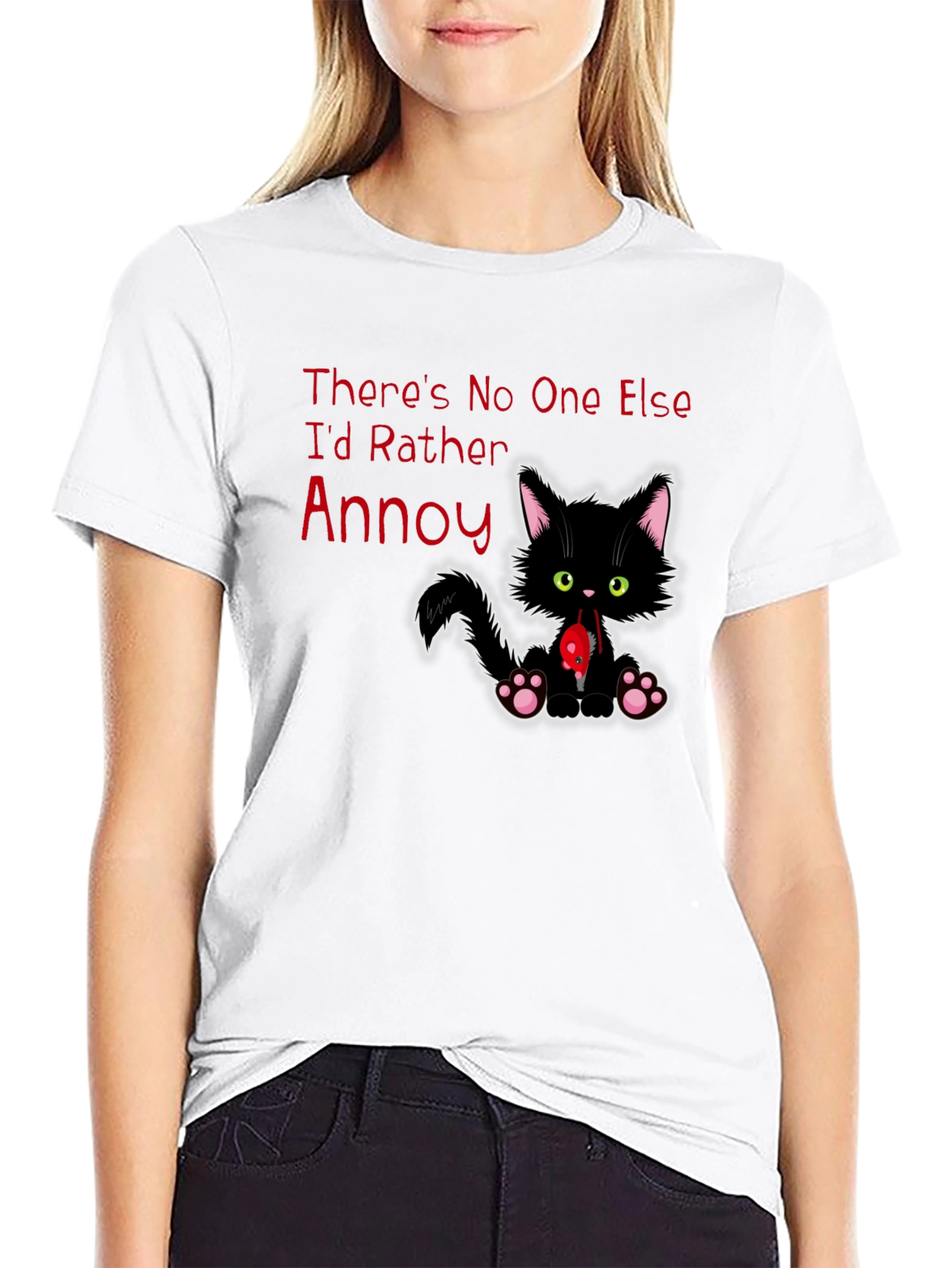 Annoy Cat Black T-Shirt Funny Graphic Tee