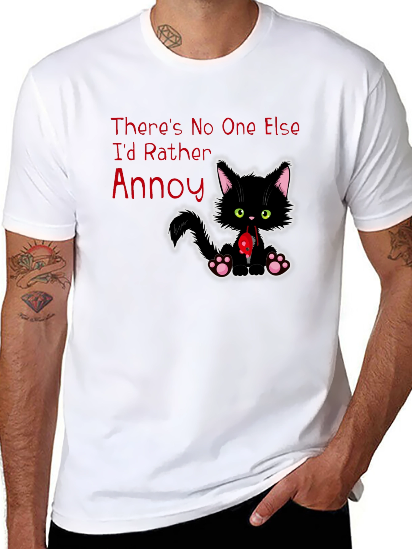 Annoy Cat Black T-Shirt Funny Graphic Tee