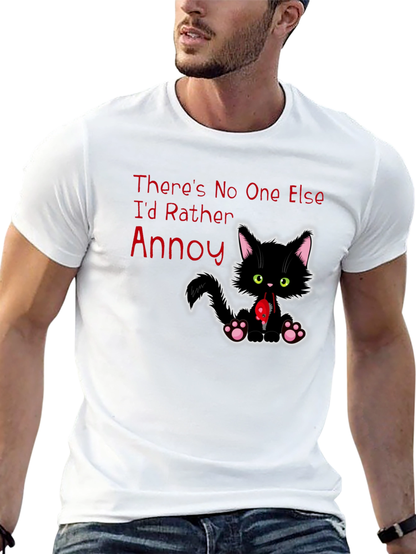 Annoy Cat Black T-Shirt Funny Graphic Tee
