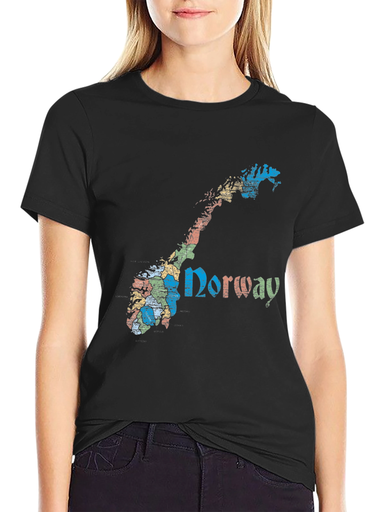 Norway Map Graphic Tee - Black Cotton T-Shirt