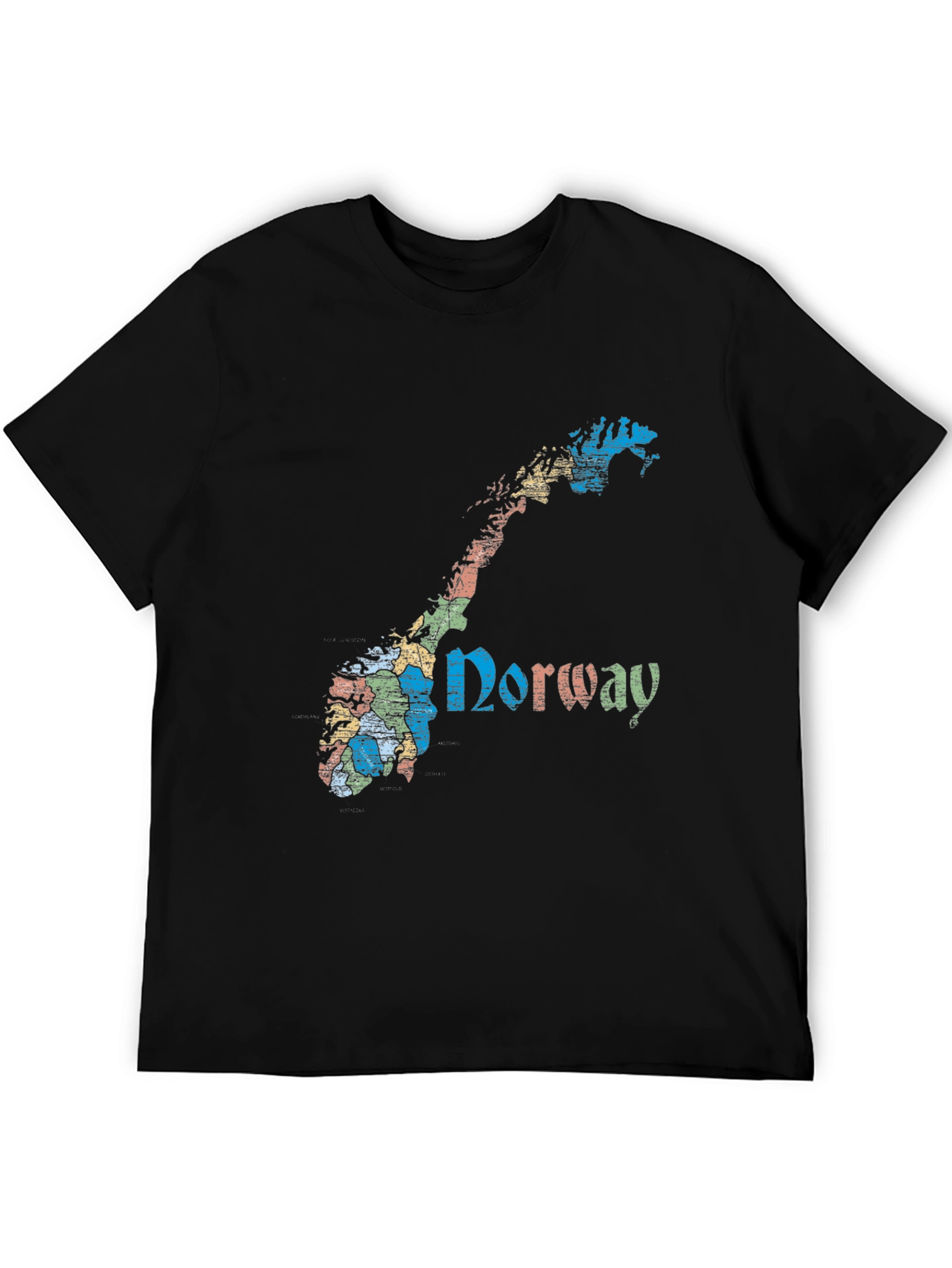 Norway Map Graphic Tee - Black Cotton T-Shirt