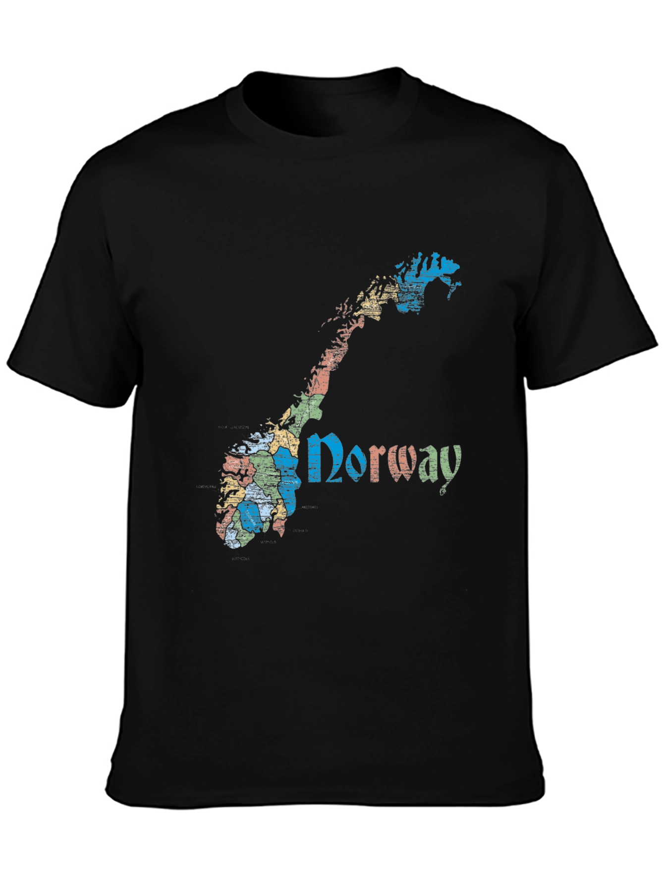 Norway Map Graphic Tee - Black Cotton T-Shirt