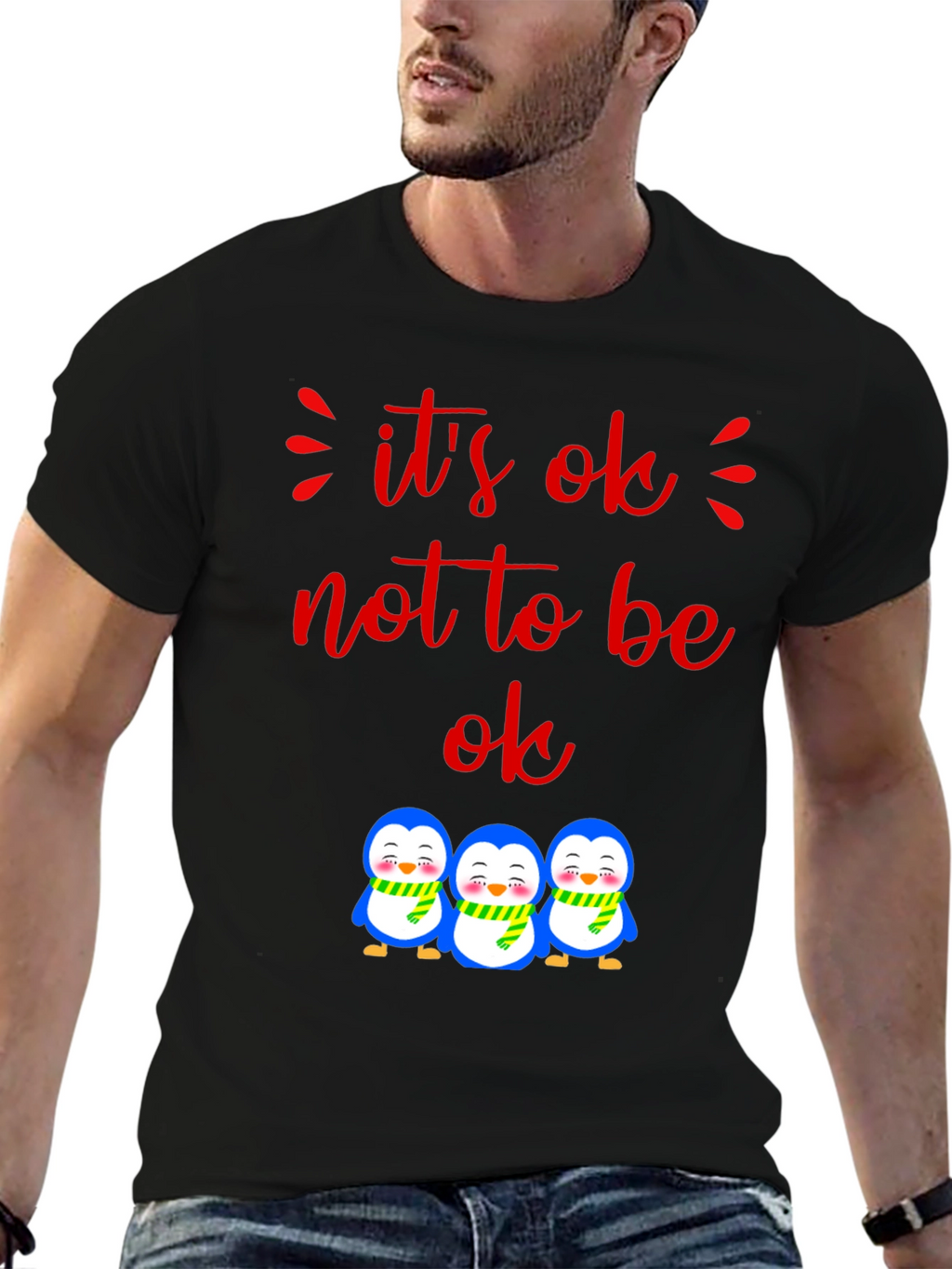 Its Ok Not to Be Ok Penguin Graphic Tee