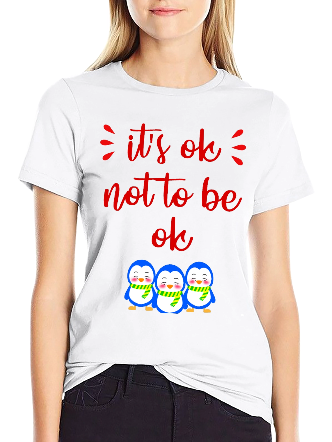 Its Ok Not to Be Ok Penguin Graphic Tee