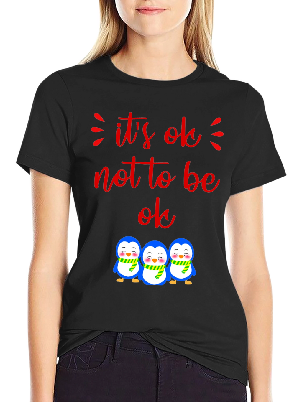 Its Ok Not to Be Ok Penguin Graphic Tee