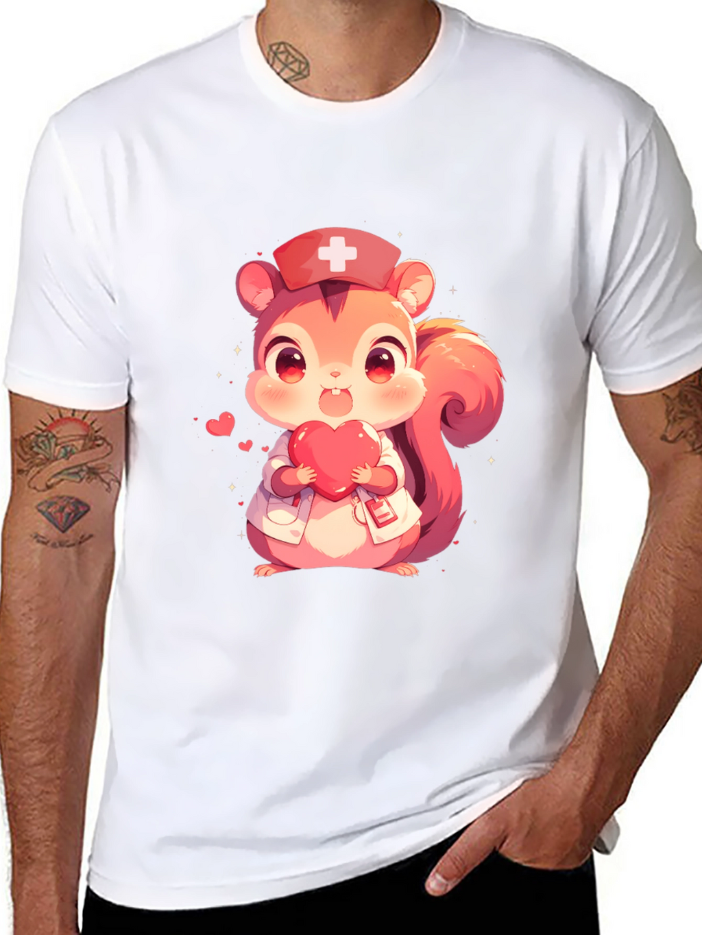 Squirrel Nurse Black T-Shirt