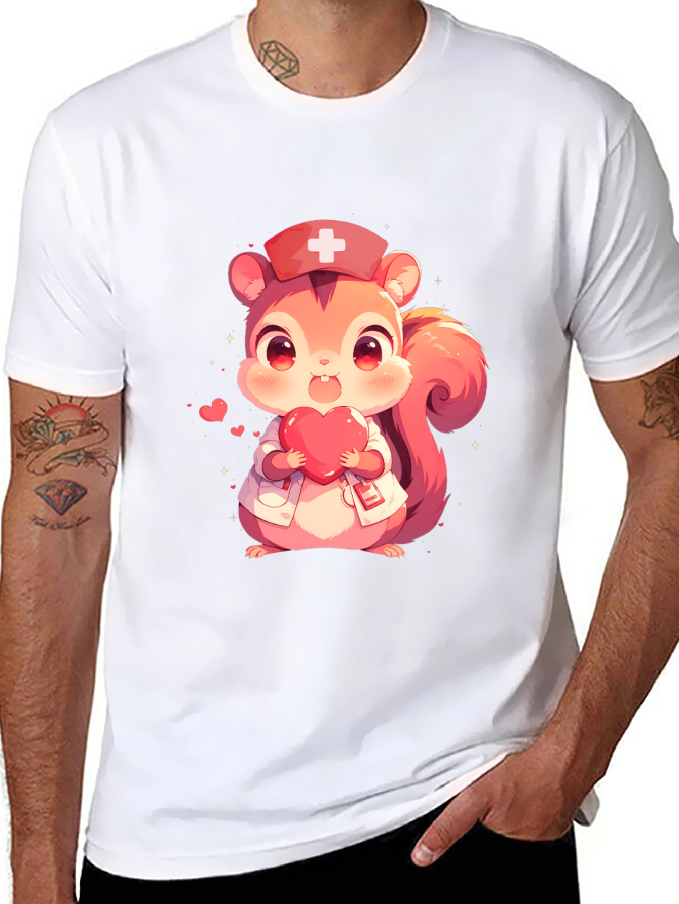 Squirrel Nurse Black T-Shirt