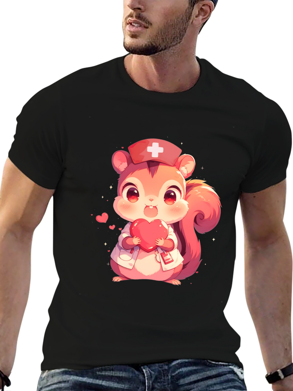 Squirrel Nurse Black T-Shirt