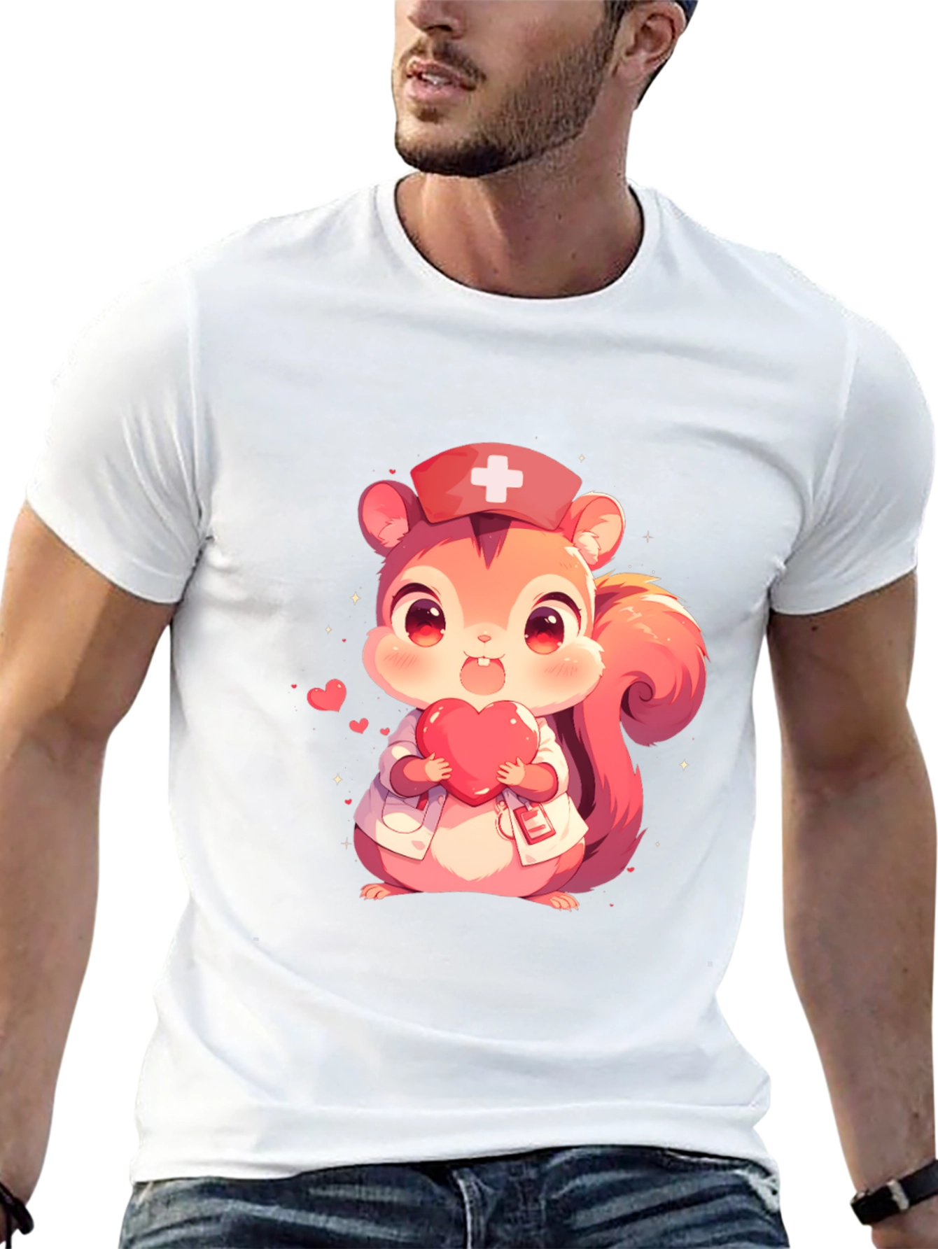 Squirrel Nurse Black T-Shirt