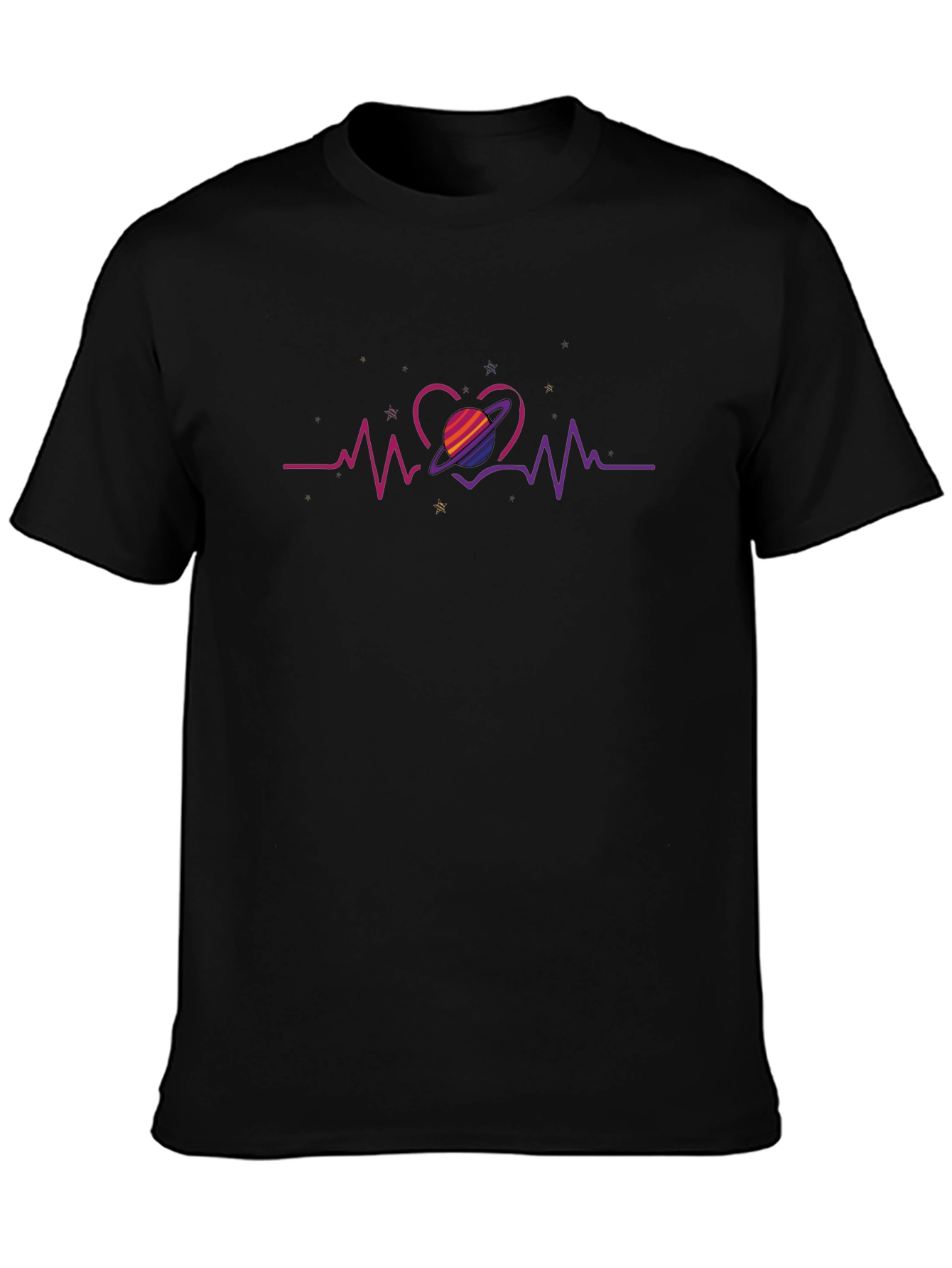 Heartbeat Saturn Graphic Tee - Trendy Comfort
