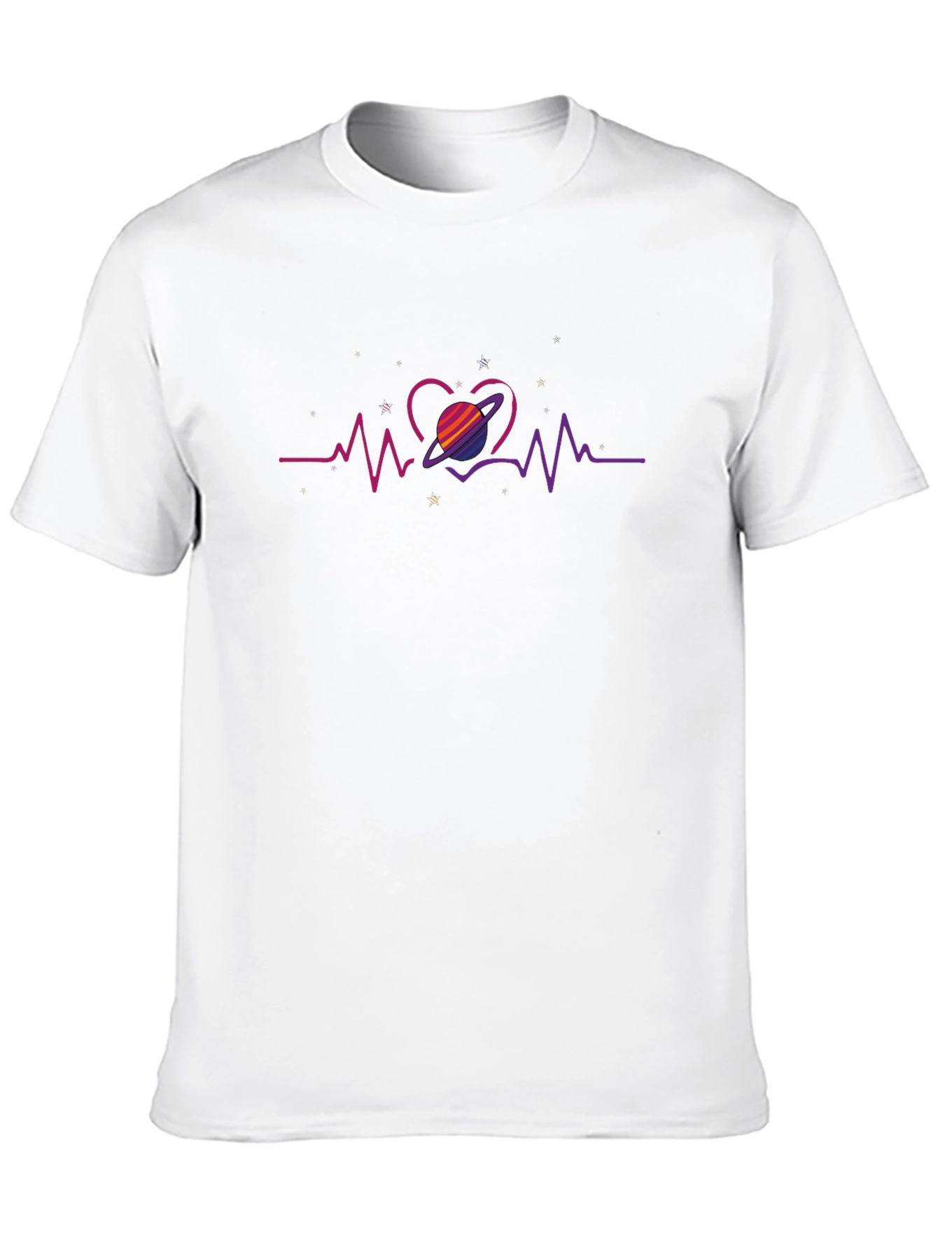 Heartbeat Saturn Graphic Tee - Trendy Comfort