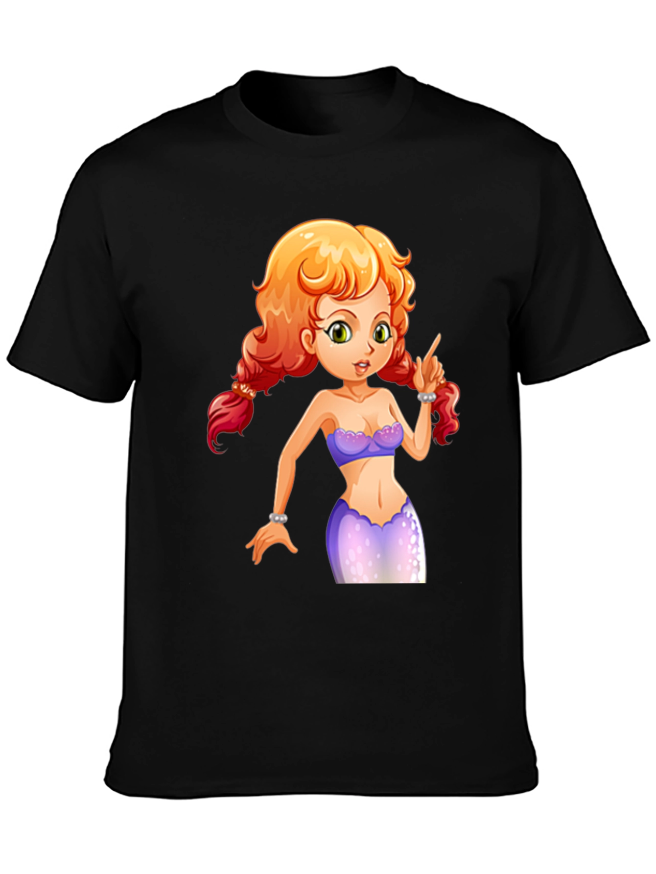 Mermaid Graphic Tee - Black Cotton Blend