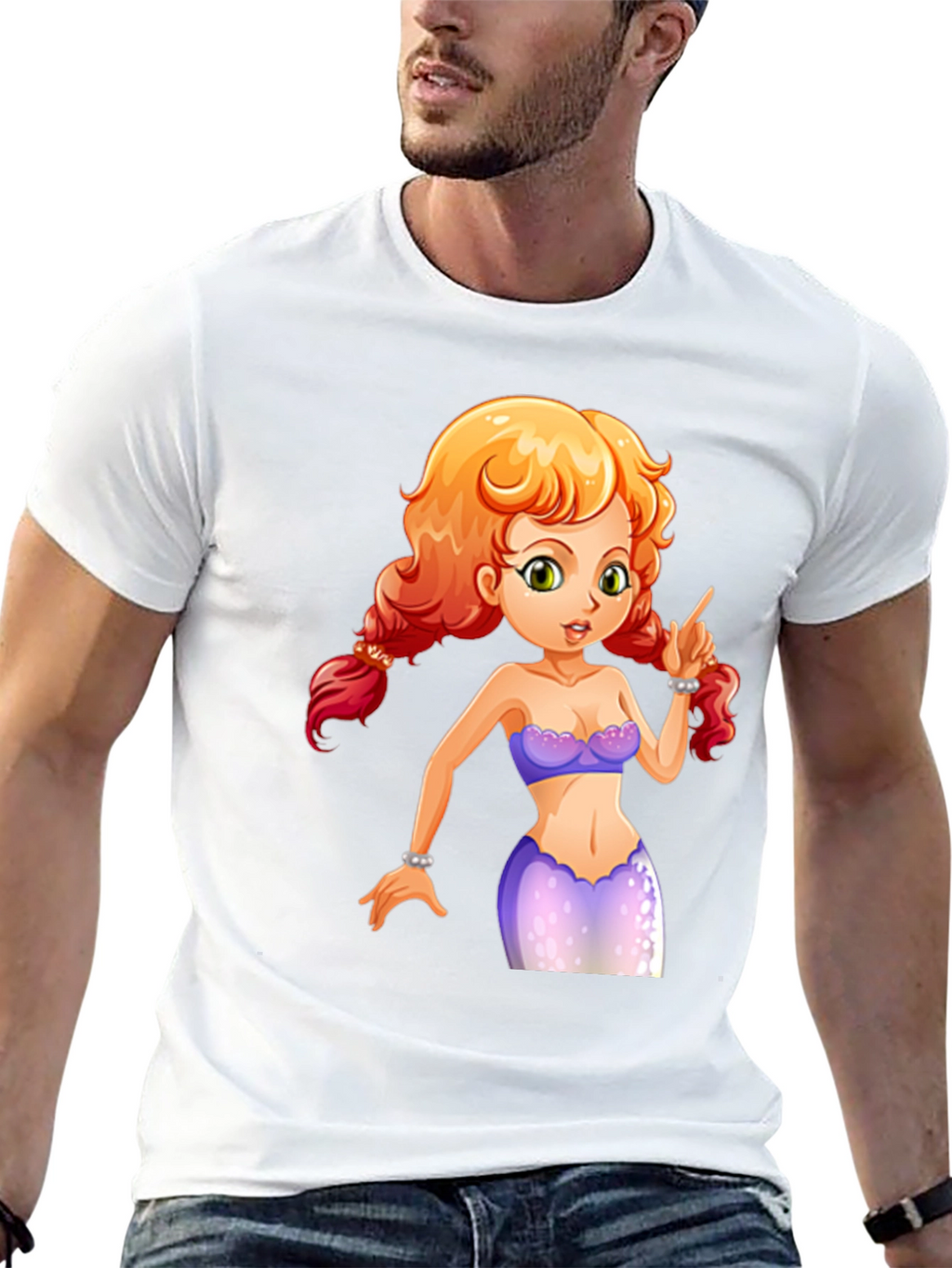 Mermaid Graphic Tee - Black Cotton Blend