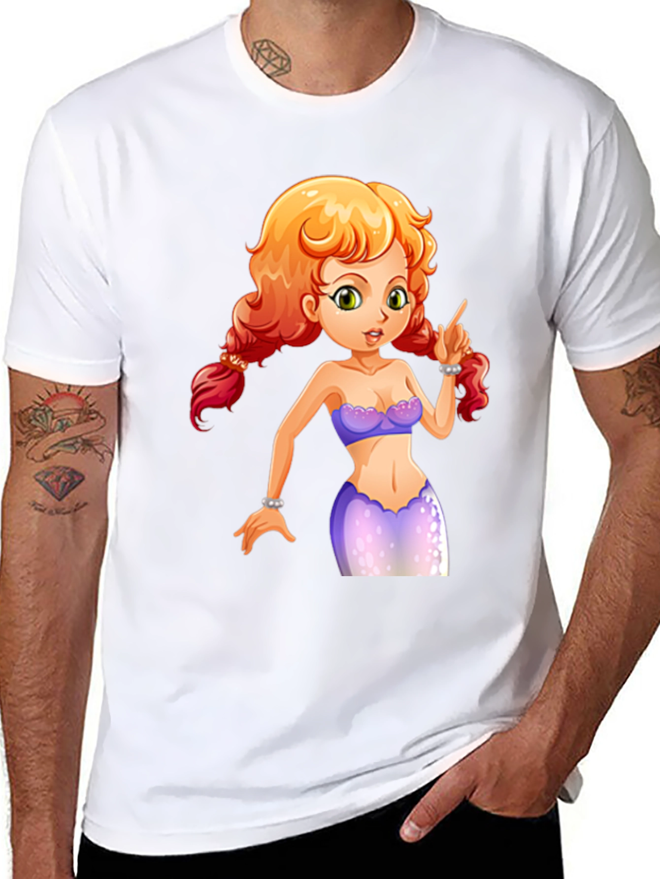Mermaid Graphic Tee - Black Cotton Blend