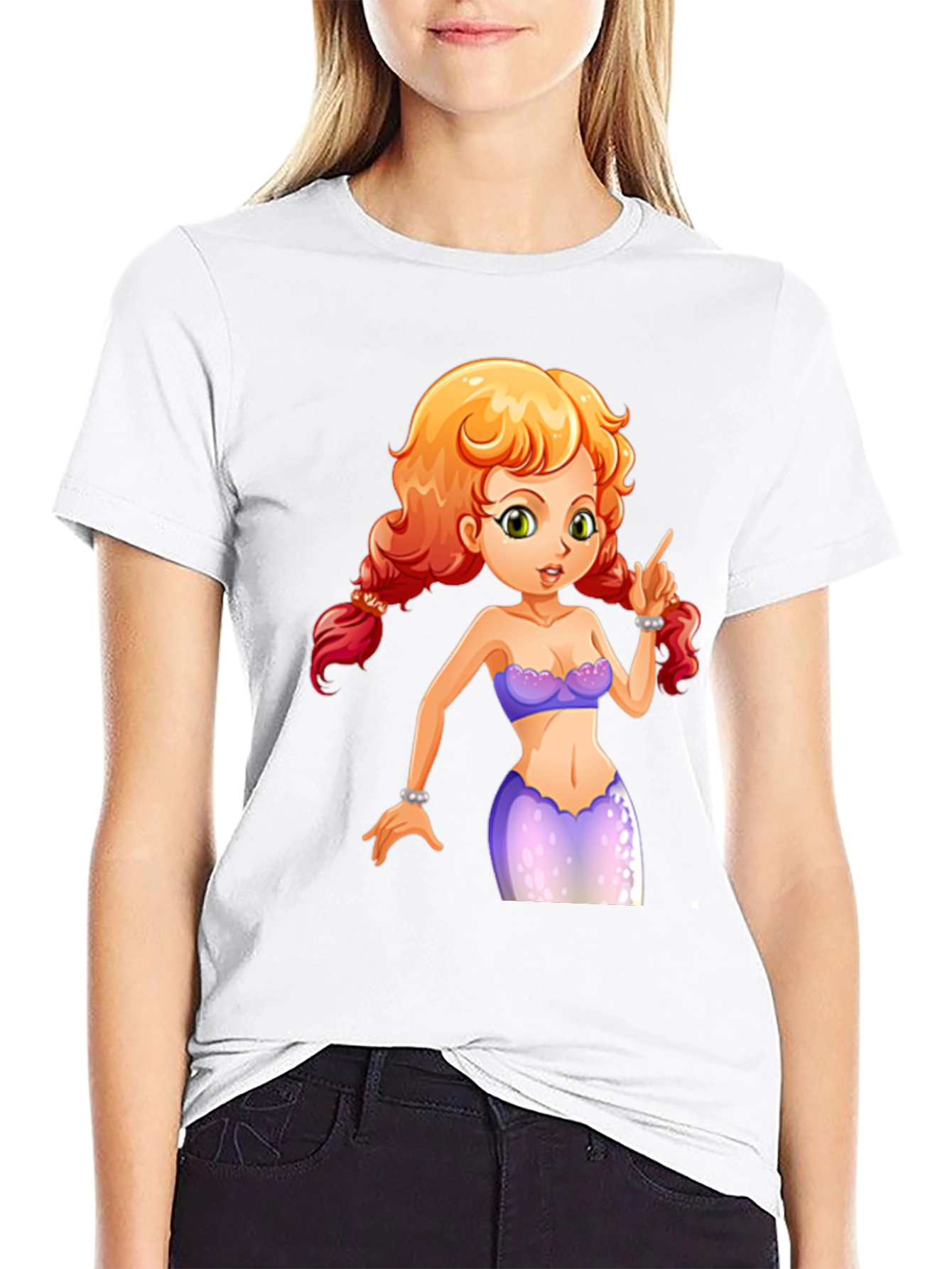 Mermaid Graphic Tee - Black Cotton Blend