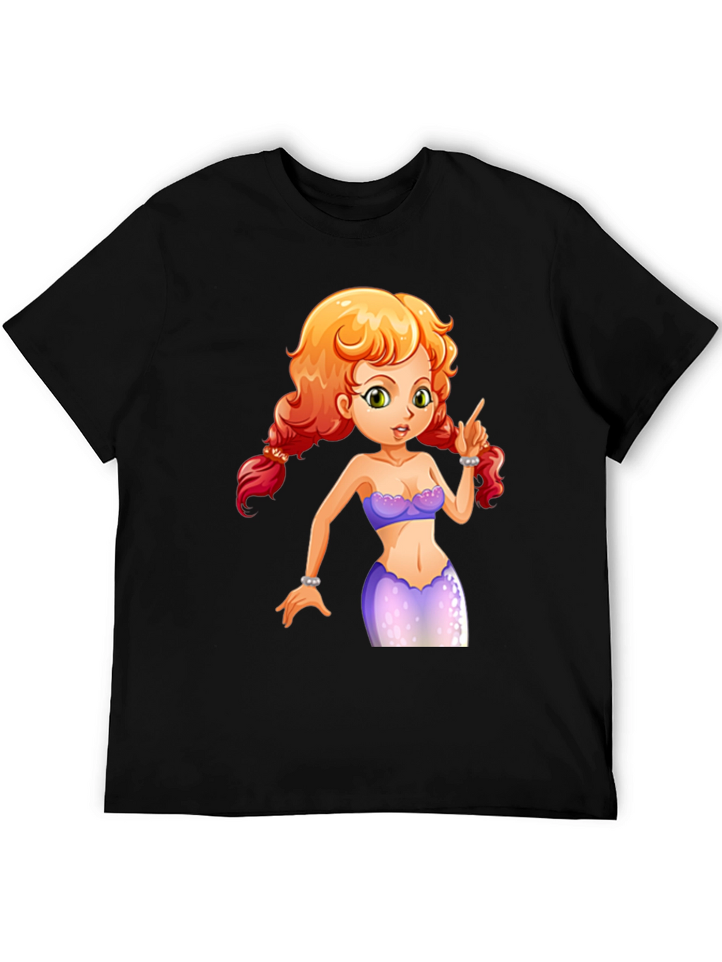 Mermaid Graphic Tee - Black Cotton Blend