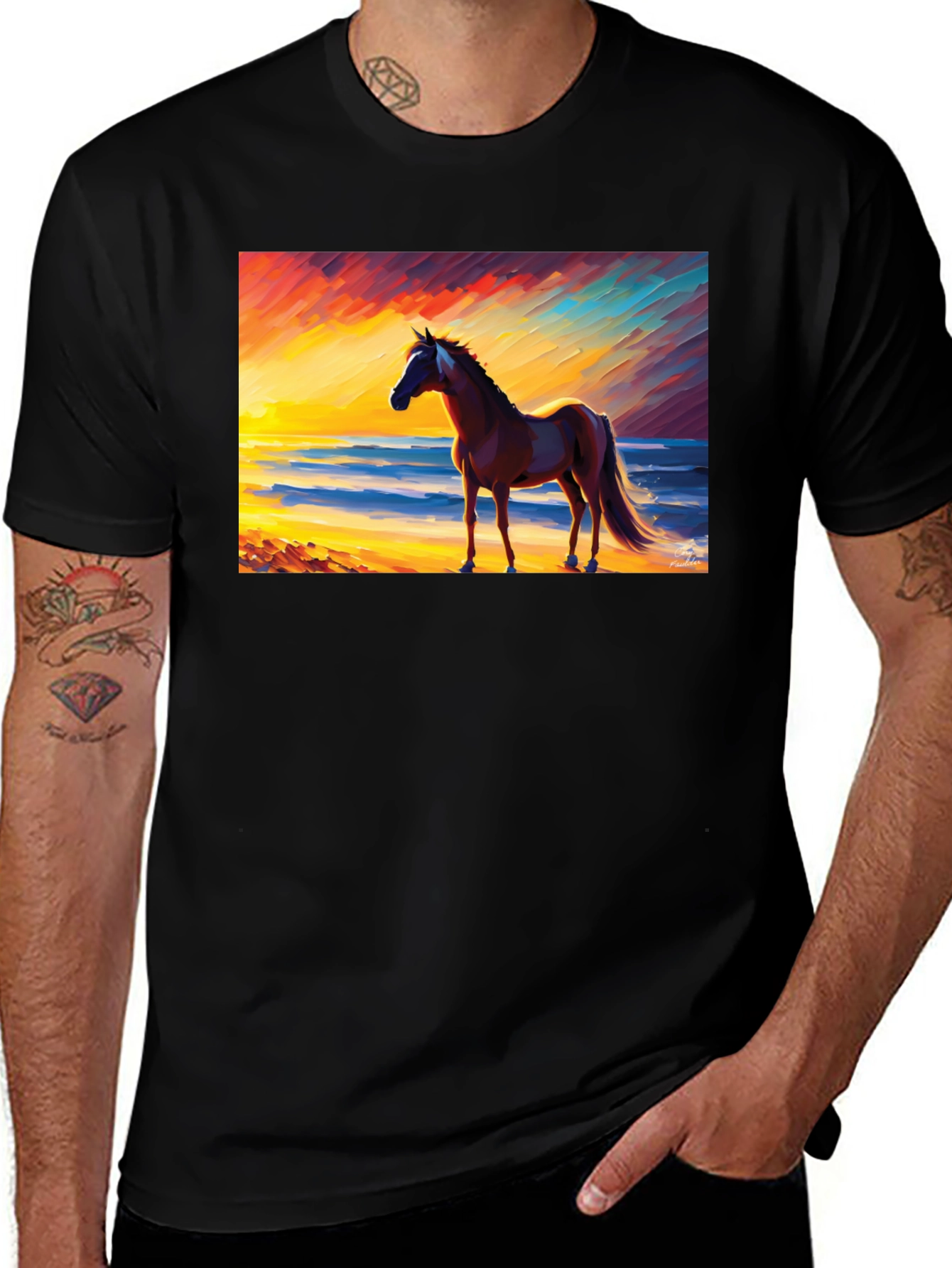 Horse Beach Sunset Graphic Tee