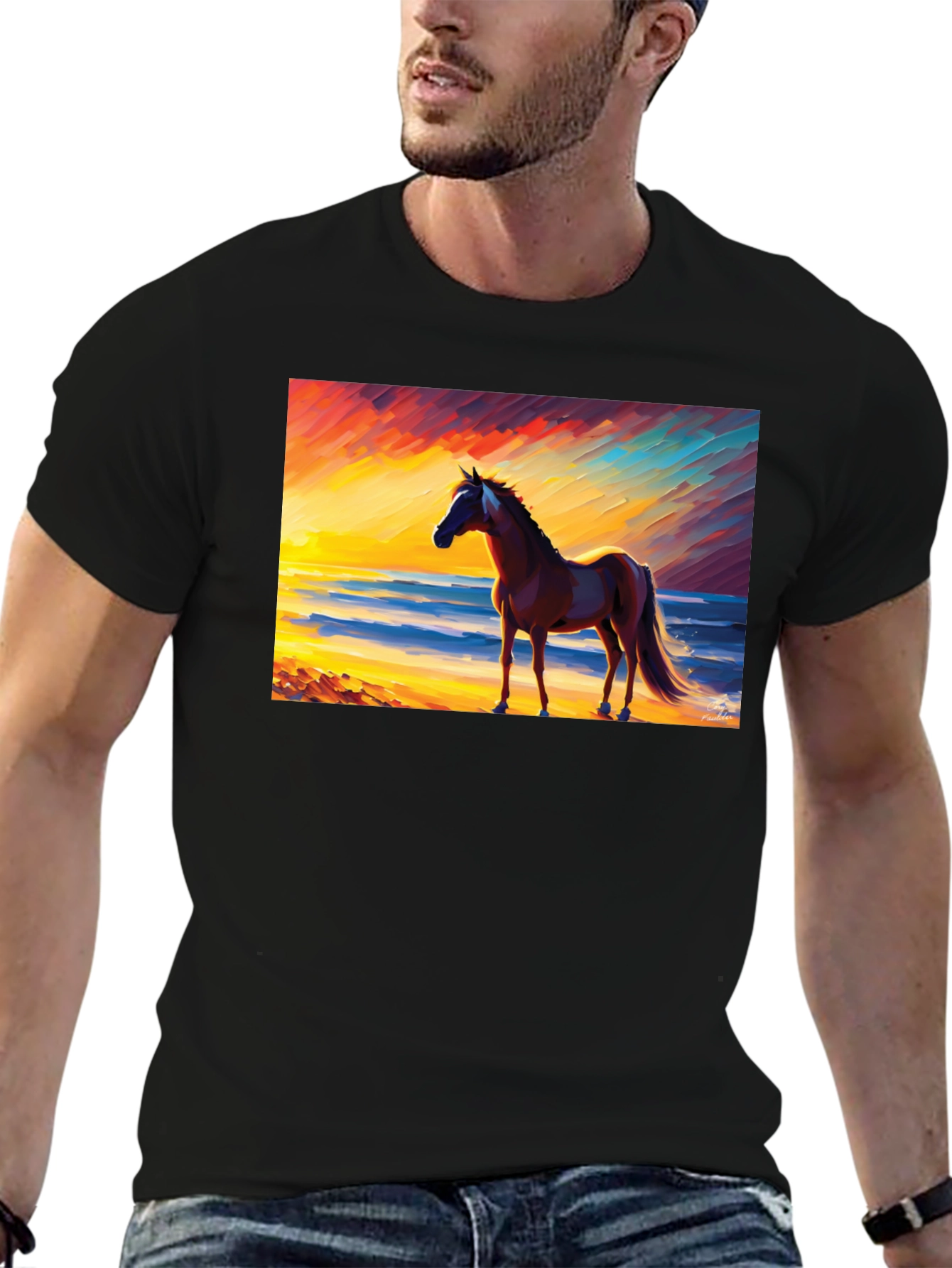 Horse Beach Sunset Graphic Tee