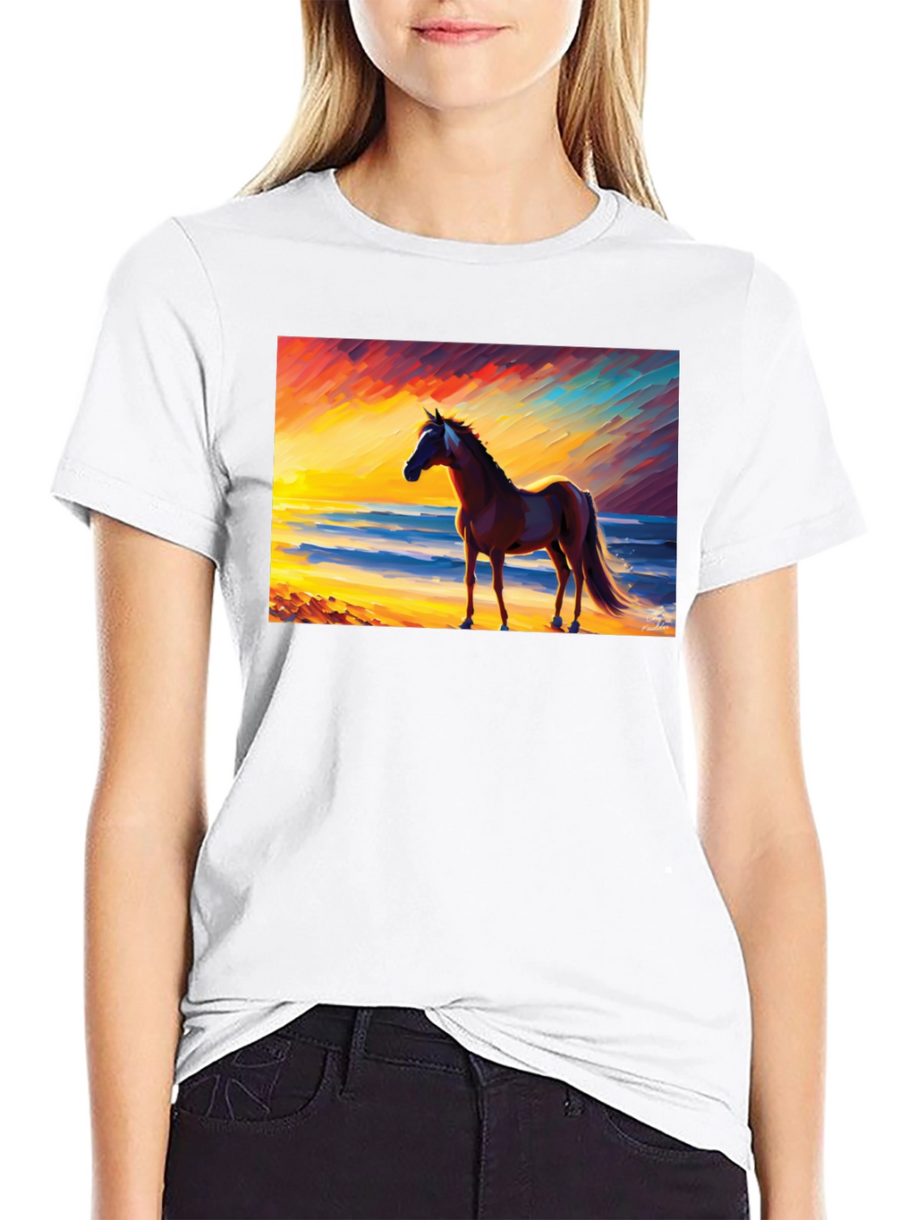 Horse Beach Sunset Graphic Tee