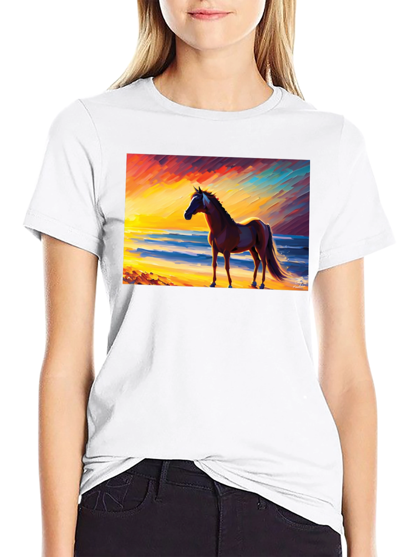 Horse Beach Sunset Graphic Tee