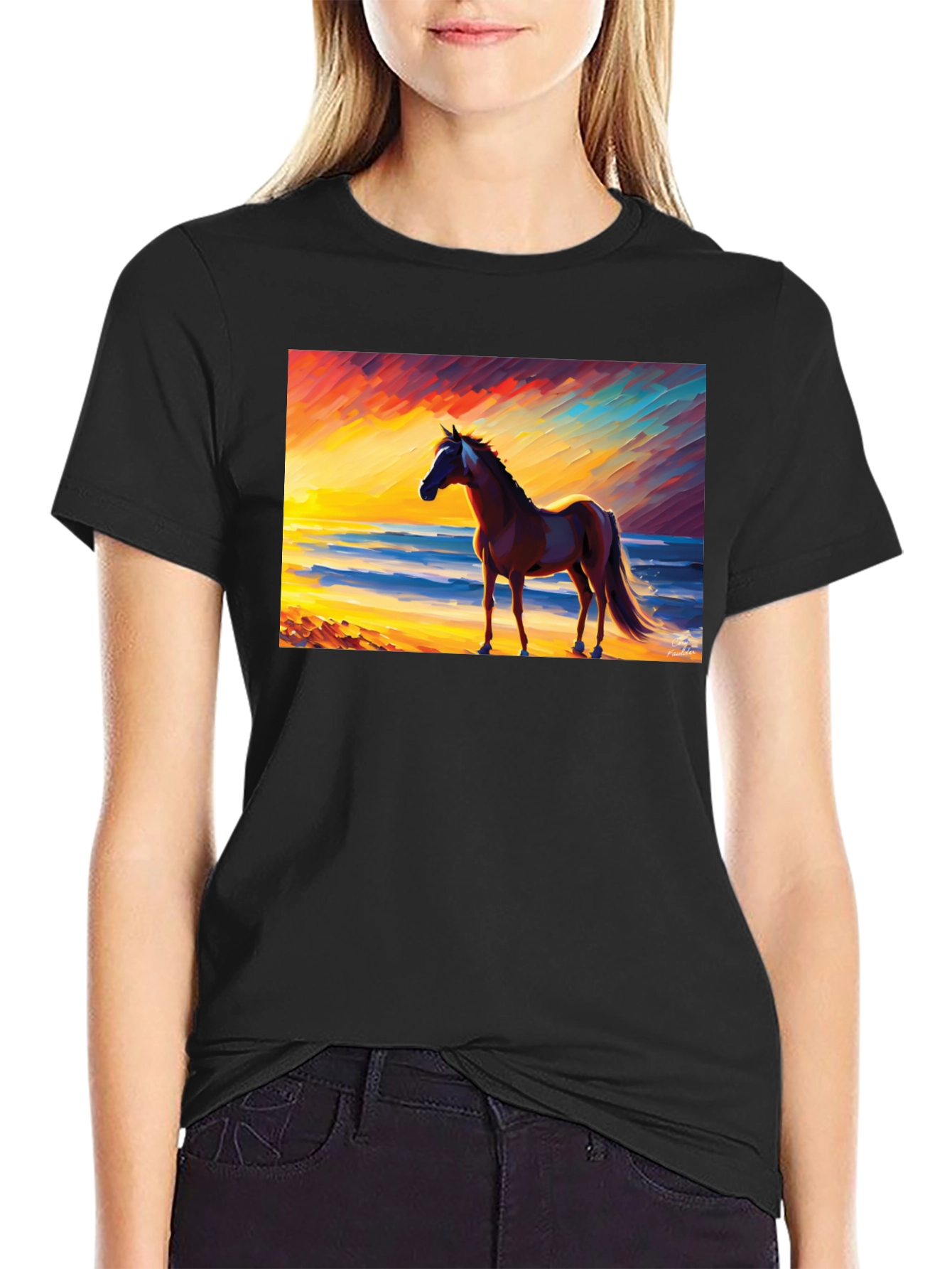 Horse Beach Sunset Graphic Tee