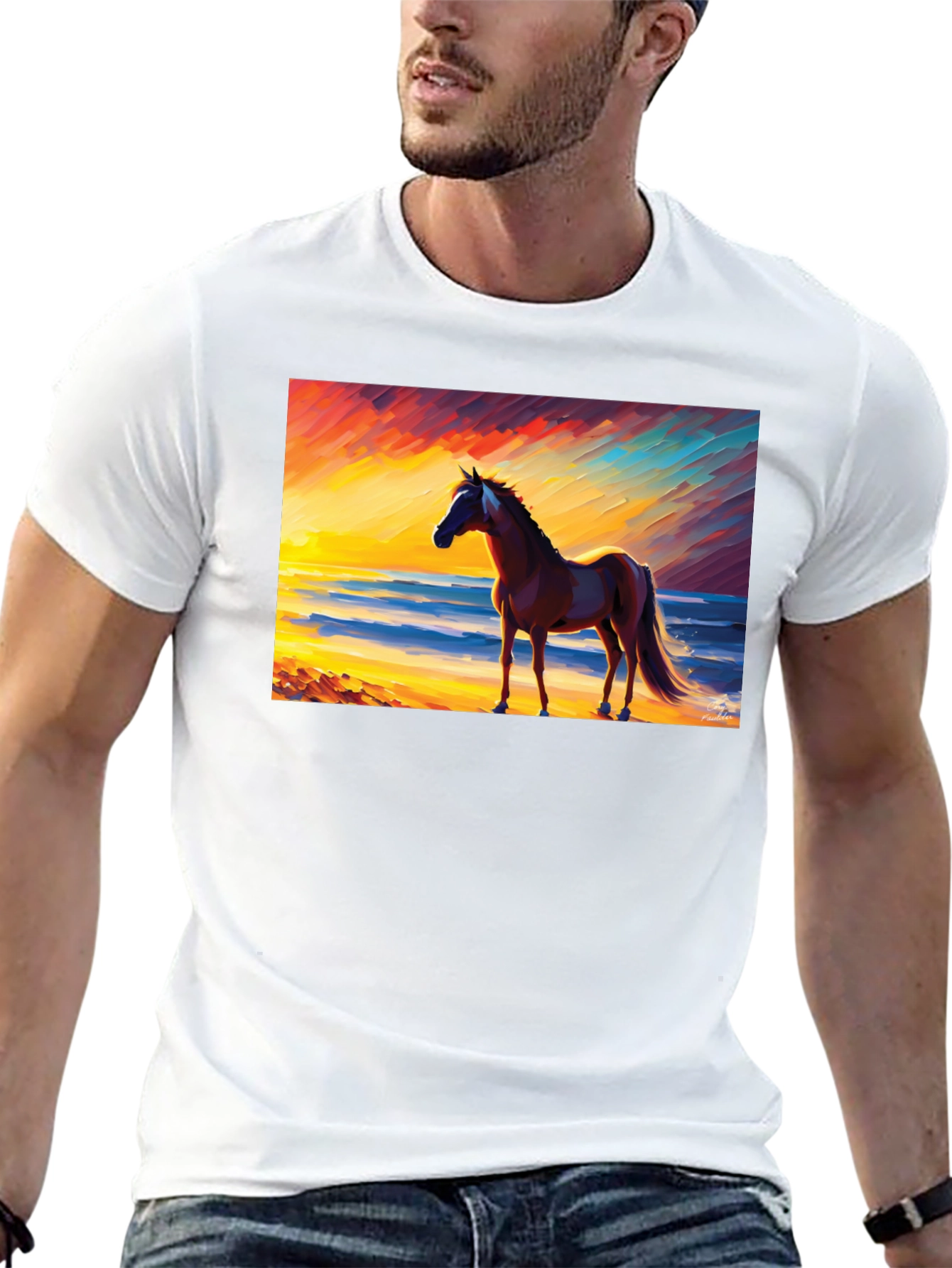 Horse Beach Sunset Graphic Tee