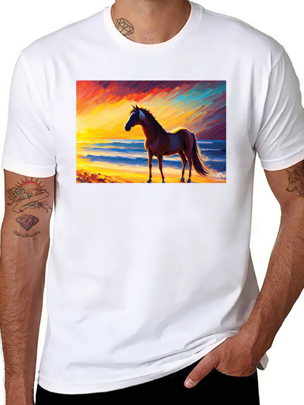 Horse Beach Sunset Graphic Tee