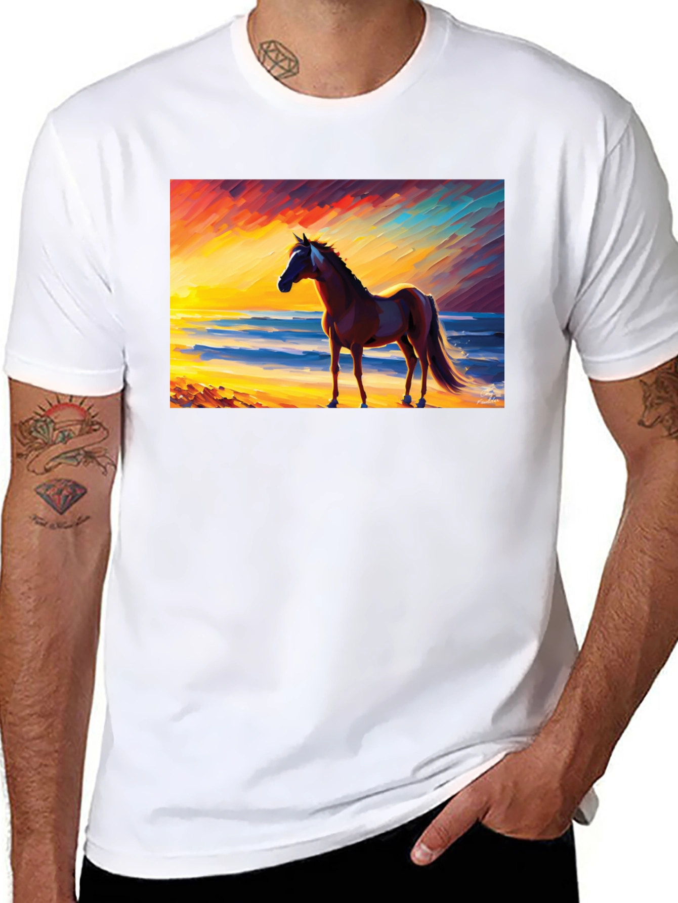 Horse Beach Sunset Graphic Tee