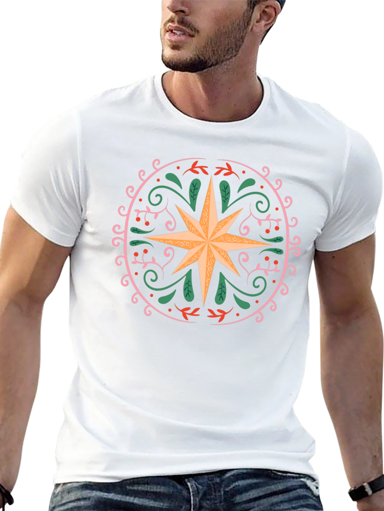 Ornate Star Graphic Tee - Black