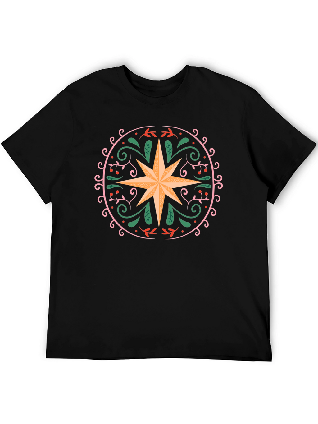 Ornate Star Graphic Tee - Black