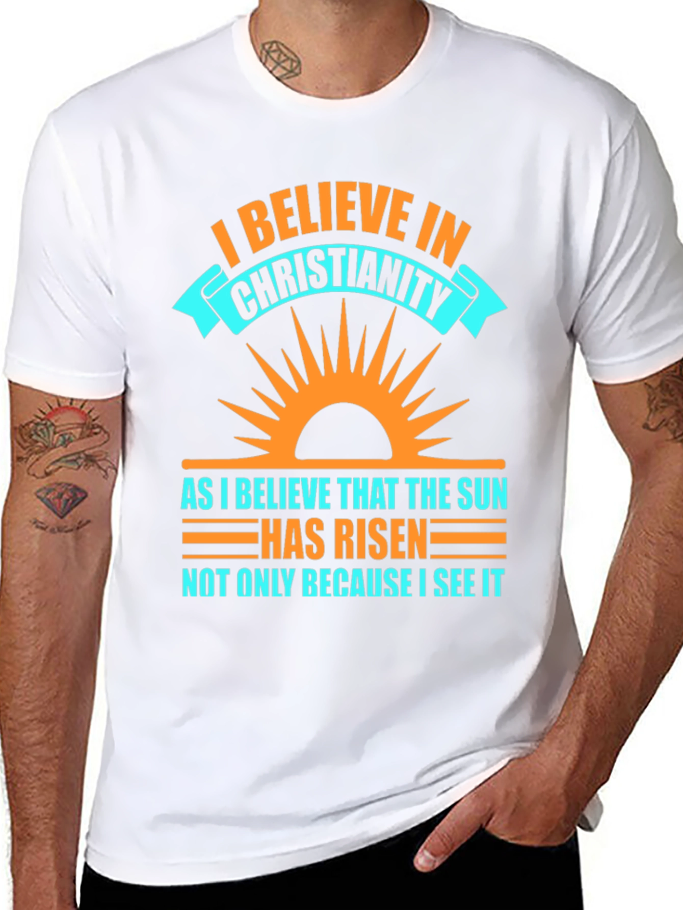 Christianity Belief Graphic Tee - Religious Sun Design