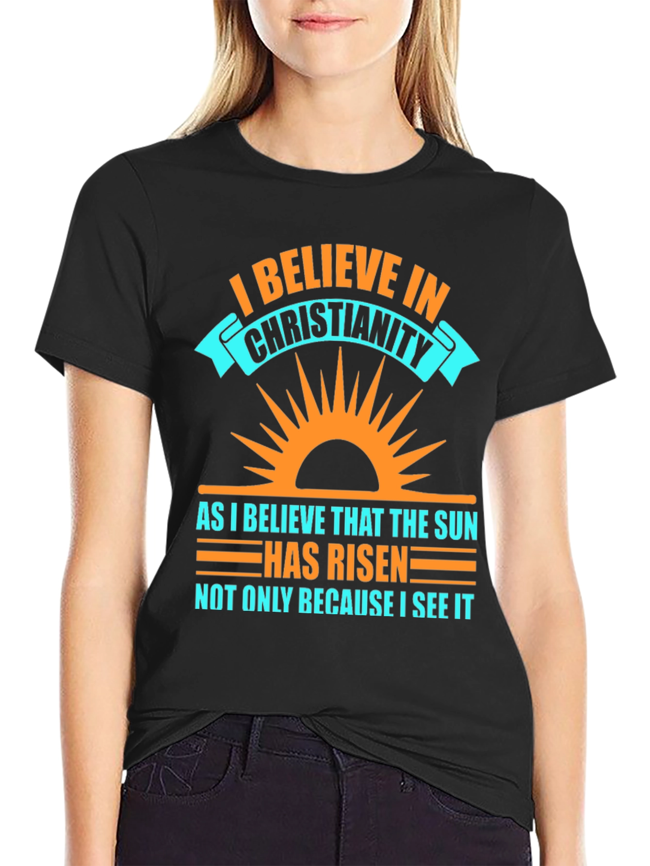 Christianity Belief Graphic Tee - Religious Sun Design