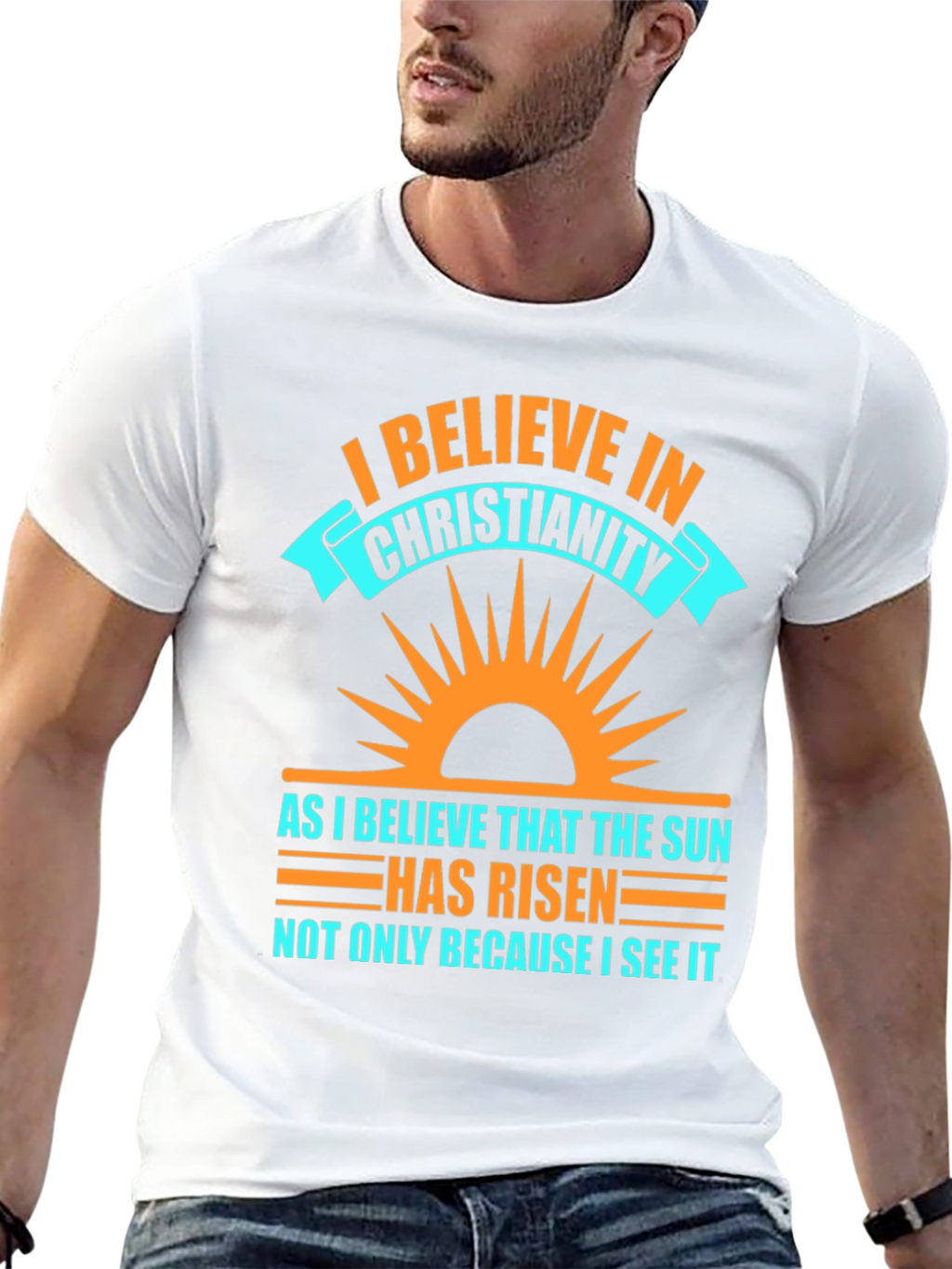 Christianity Belief Graphic Tee - Religious Sun Design